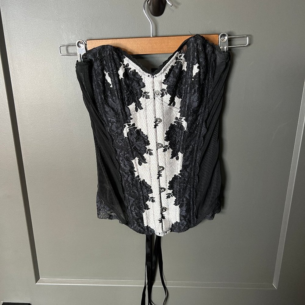 Victoria's Secret Rare Very Sexy Seduction Corset Black/Silver S/P